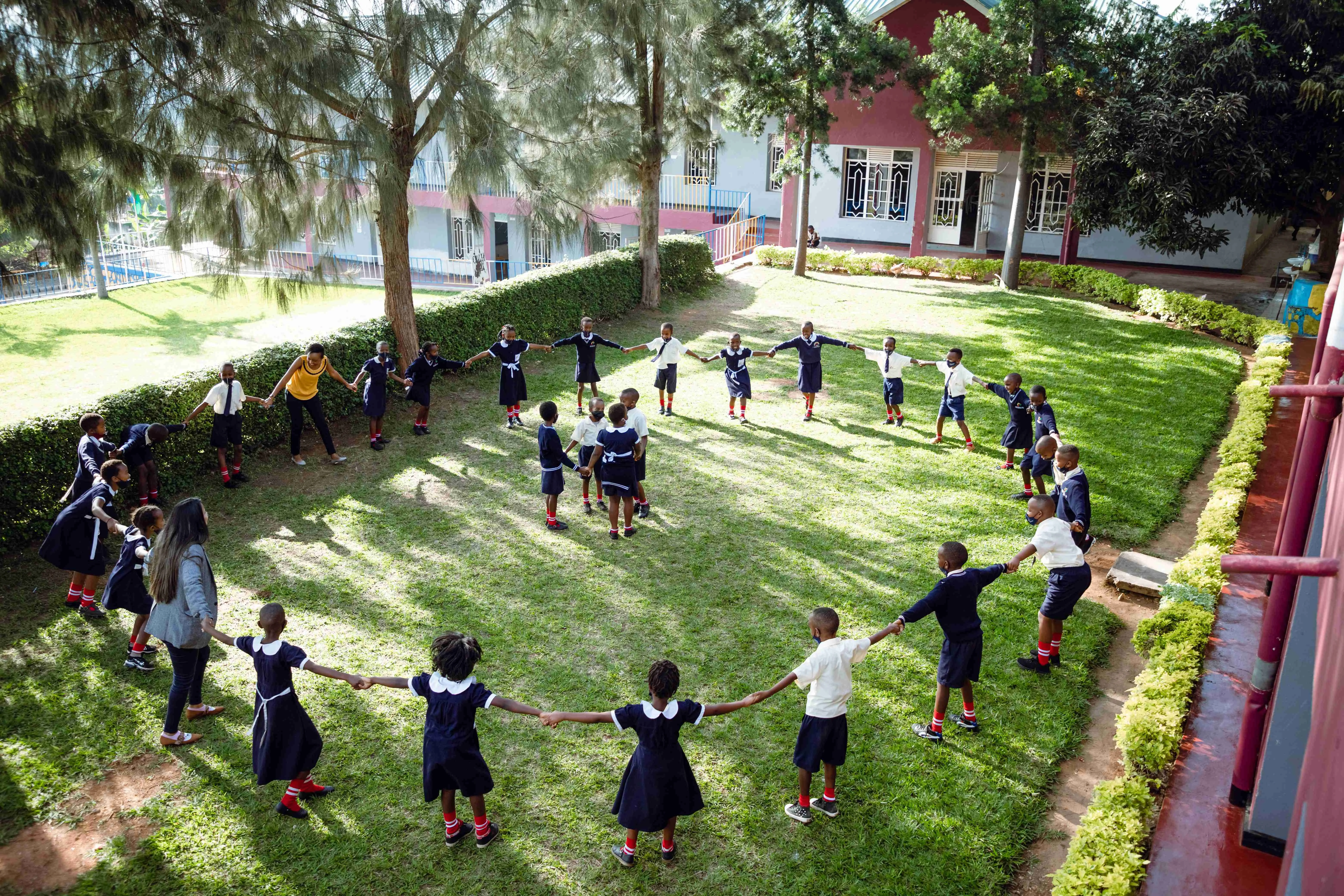 Children learning and playing together at school